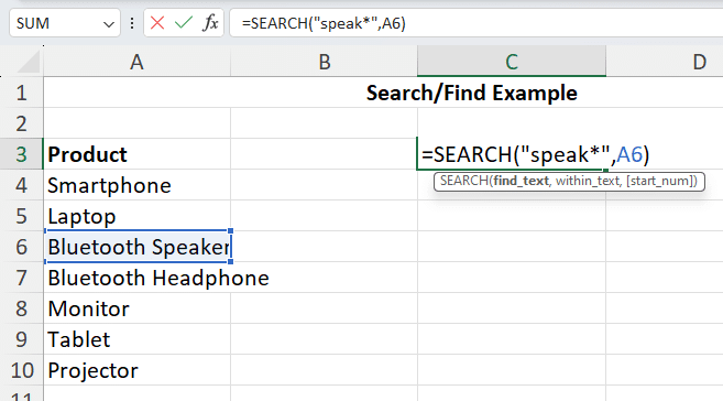 excel search with wildcards