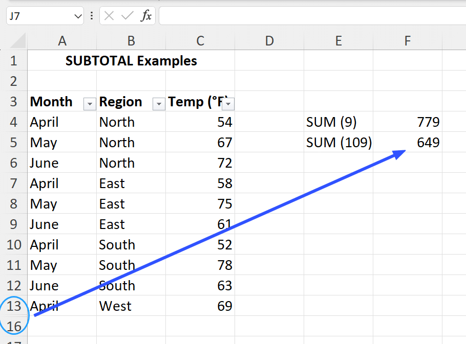 hide rows when sum calculation changes