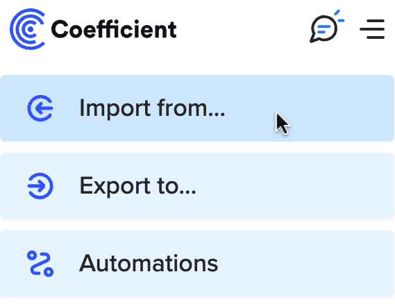 Click on Import from in Coefficient
