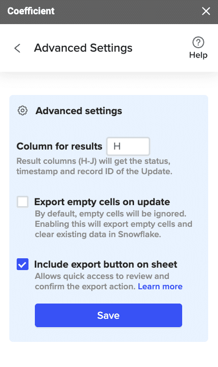 Select the necessary formatting options if required