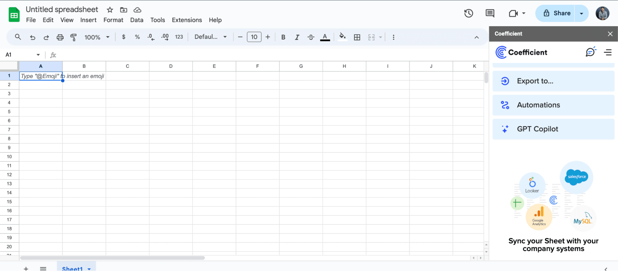 Coefficient Side bar in Google Sheets
