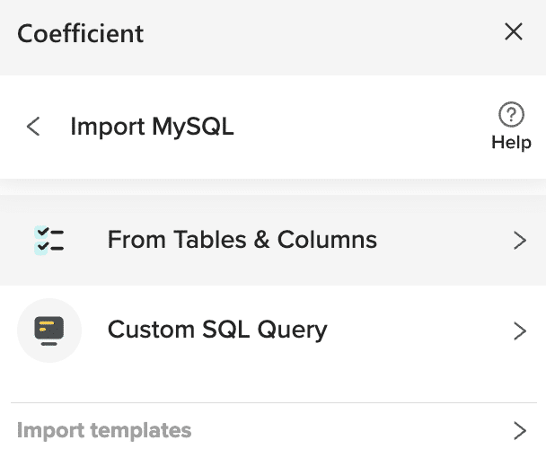 Select Tables & Columns to start importing
