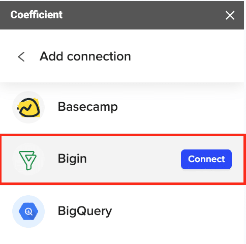 connect bigin to google sheets