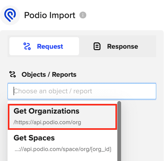 select podio data you want in google sheets