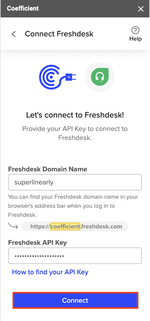 authorize freshdesk to excel connection