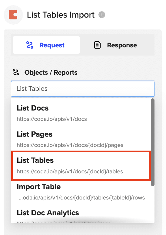 pull coda list tables into google sheets