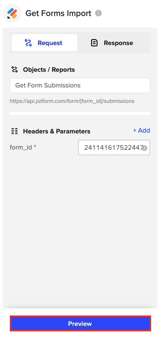 jotform parameters for google sheets import