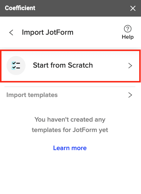 select data fields to export jotform data into google sheets