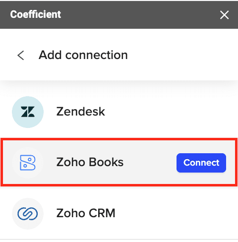 connect zoho books to excel