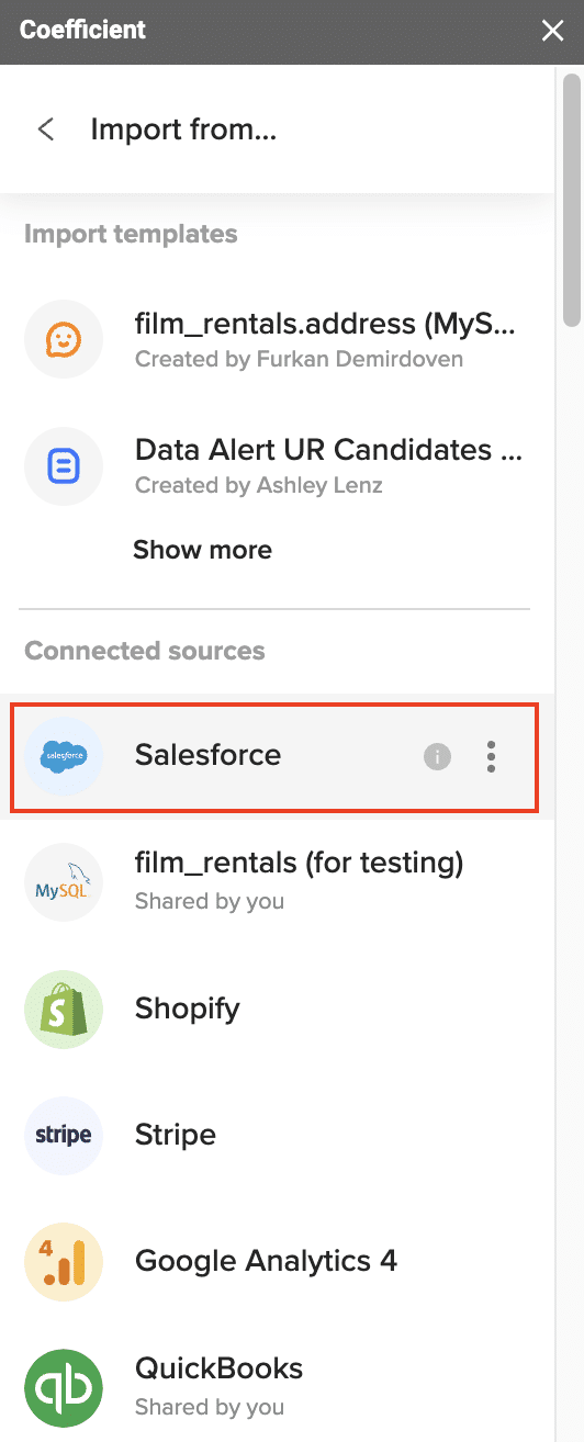 import data from salesforce into google sheets
