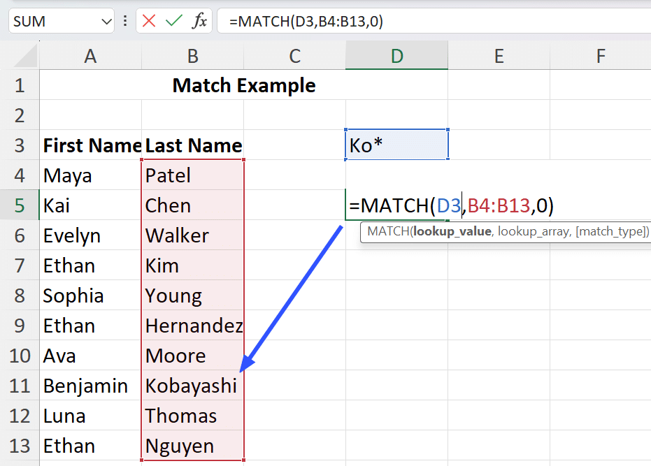 match lookup value