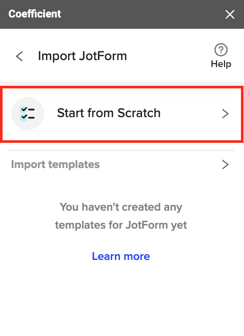 select “Start from Scratch” from the next menu.