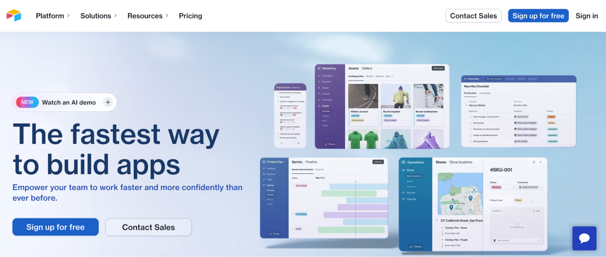 Screenshot of the Airtable homepage illustrating their flexible database and collaboration tools.