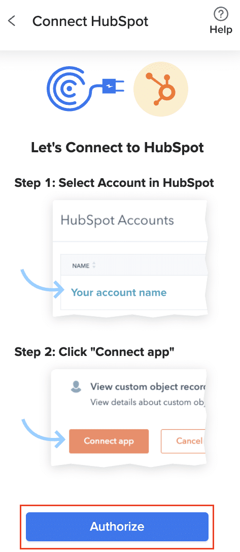 Following the prompts to authenticate and link Coefficient with HubSpot as your data source.