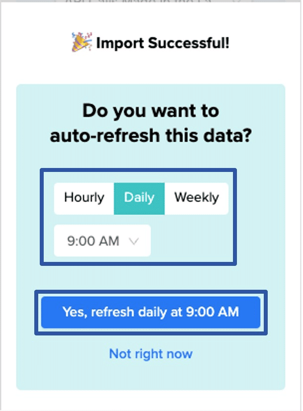 Activating Coefficient’s auto-refresh scheduler in Google Sheets for data updates.