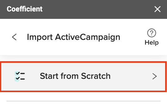 Choosing “Start from Scratch” in the Coefficient import menu.