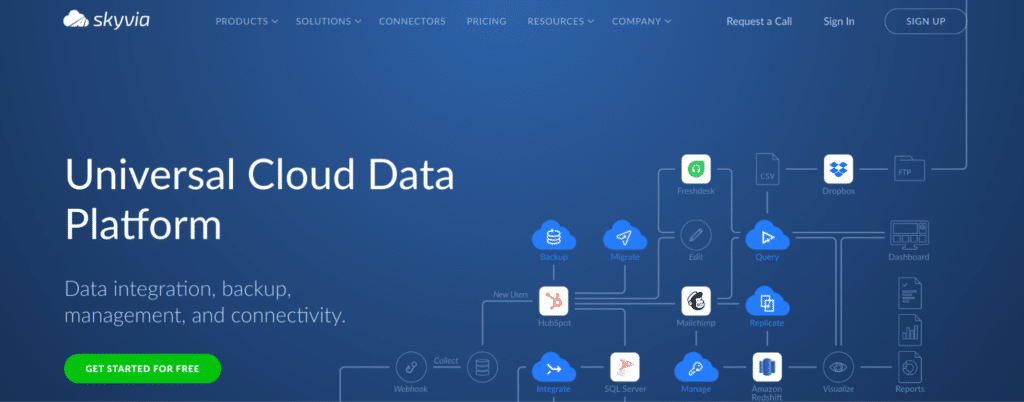 a picture of skyvia's homepage