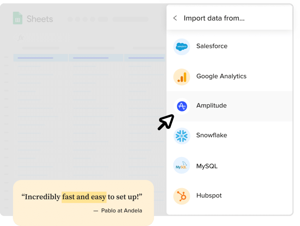 import data from amplitude into google sheets