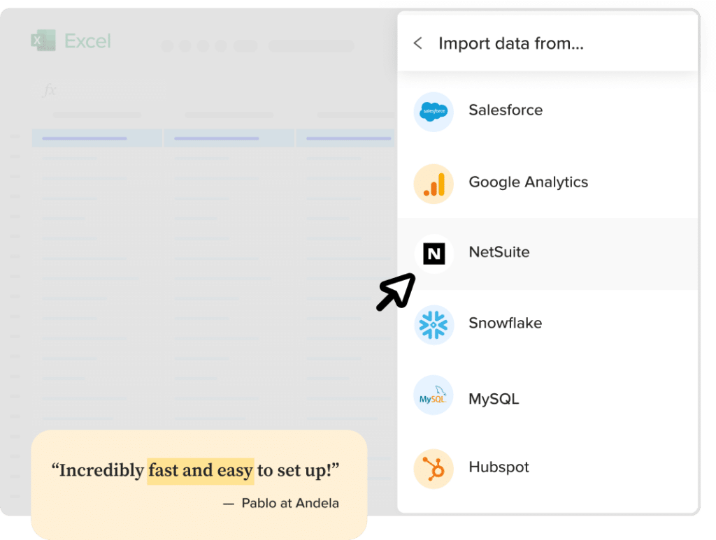 import data from netsuite into excel