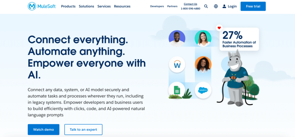 a screenshot of mulesoft's homepage