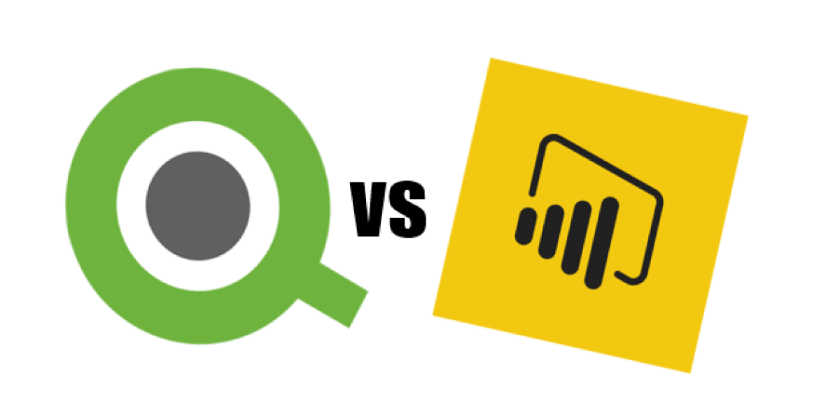 qlick vs power bi, displayed by their logos