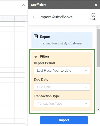 Adjusting filters for import