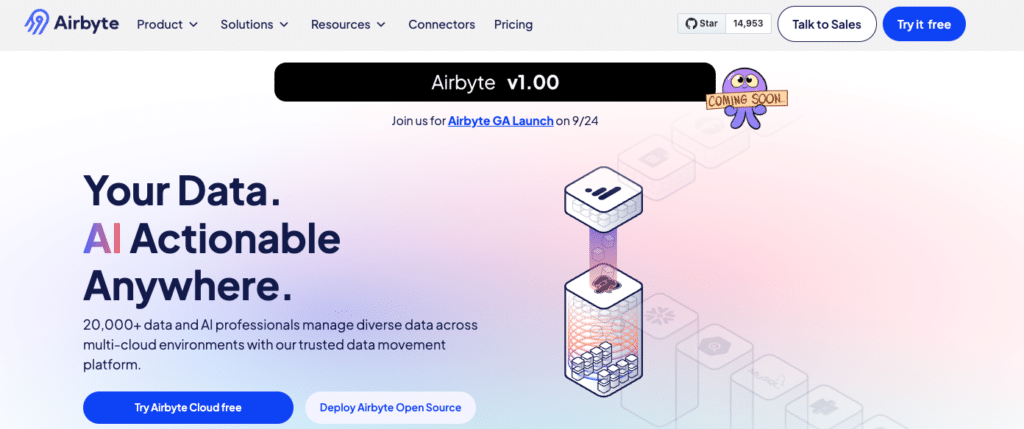 Airbyte homepage