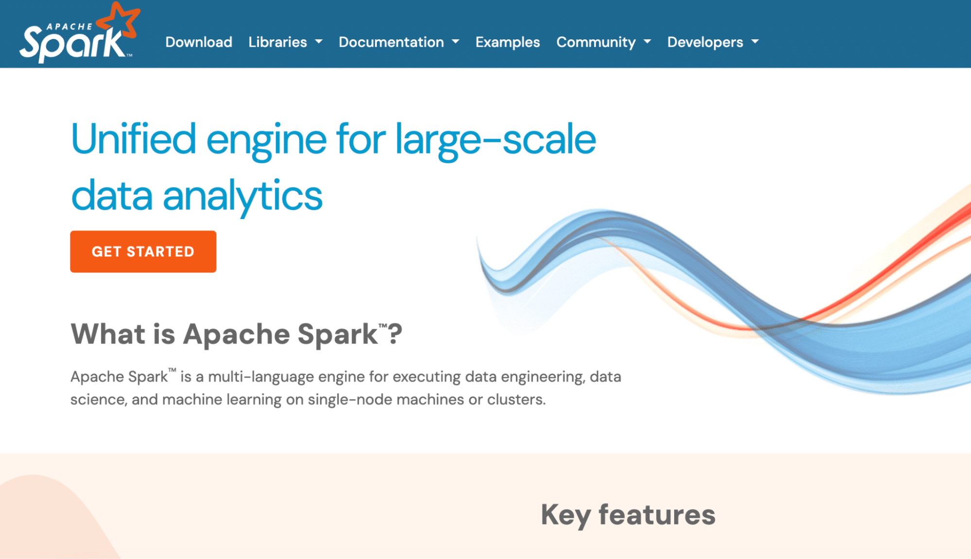 Apache Spark homepage screenshot