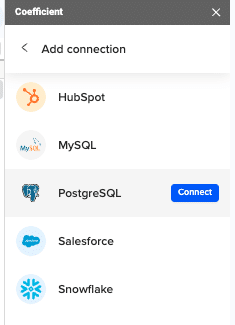 Selecting export to PostgreSQL