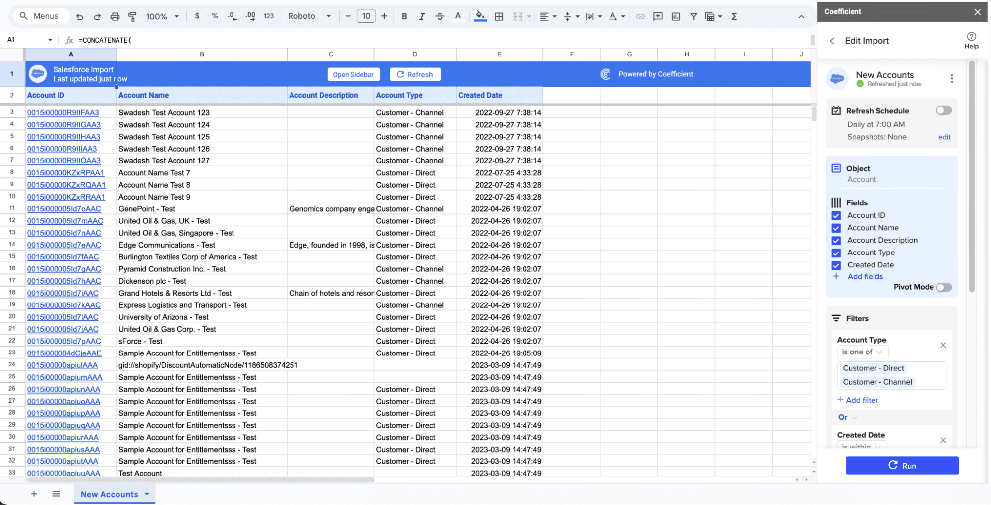 Importing data from Salesforce