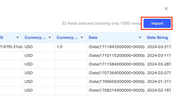 Importing invoice data