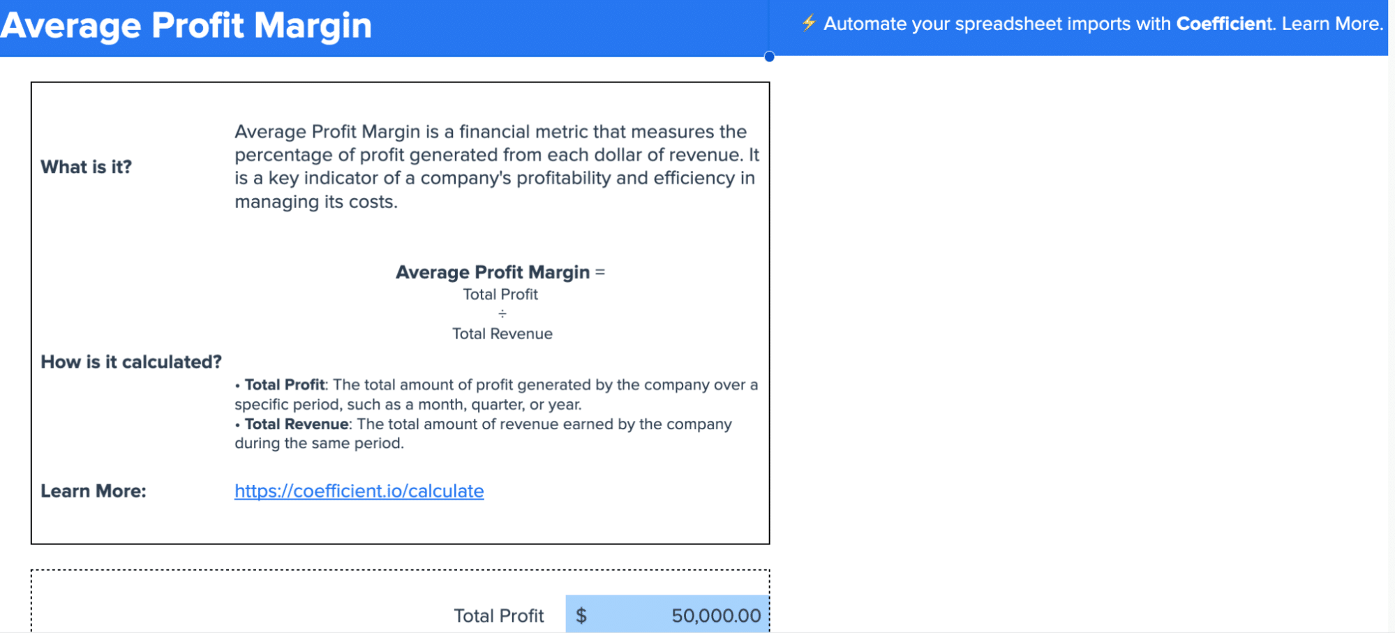 Profit Margin Calculator tracking net profit