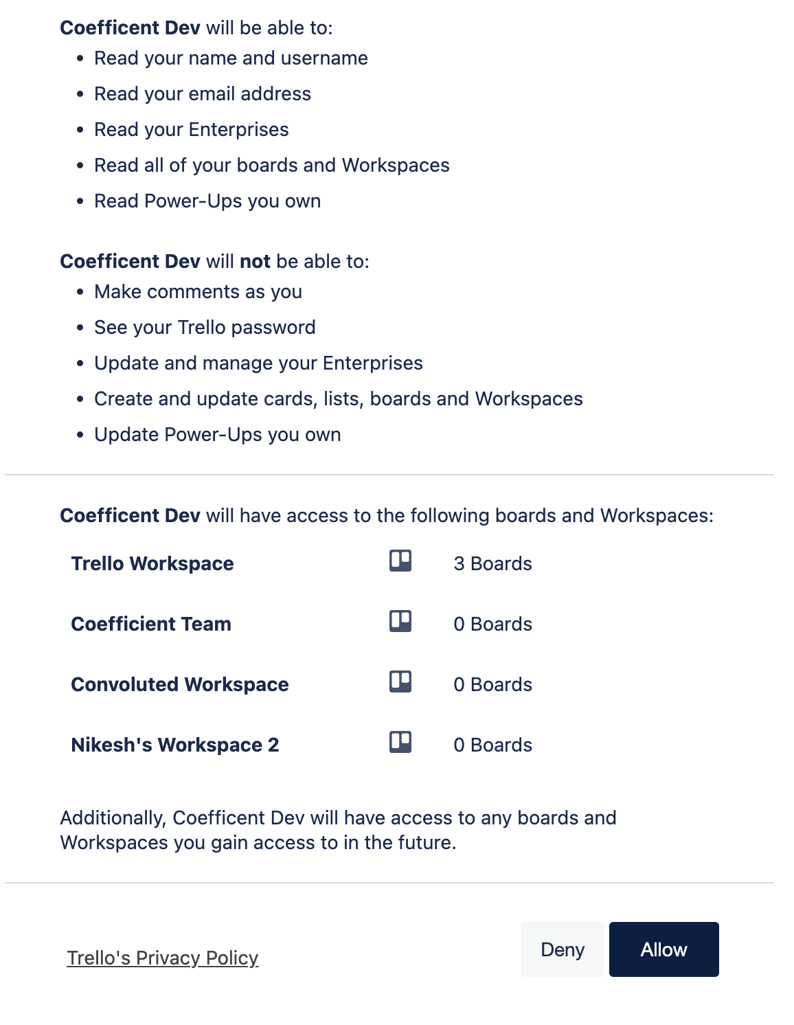 Selecting API token link