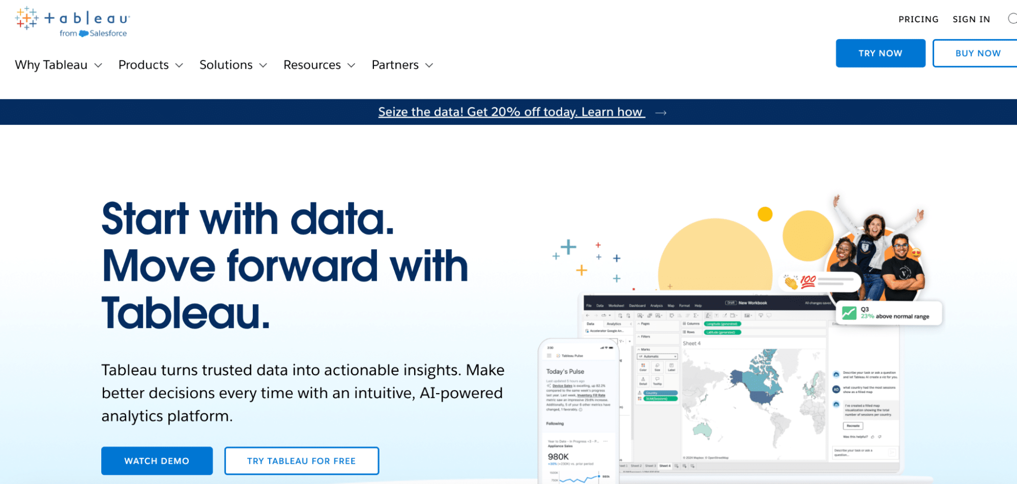 Tableau SaaS BI homepage