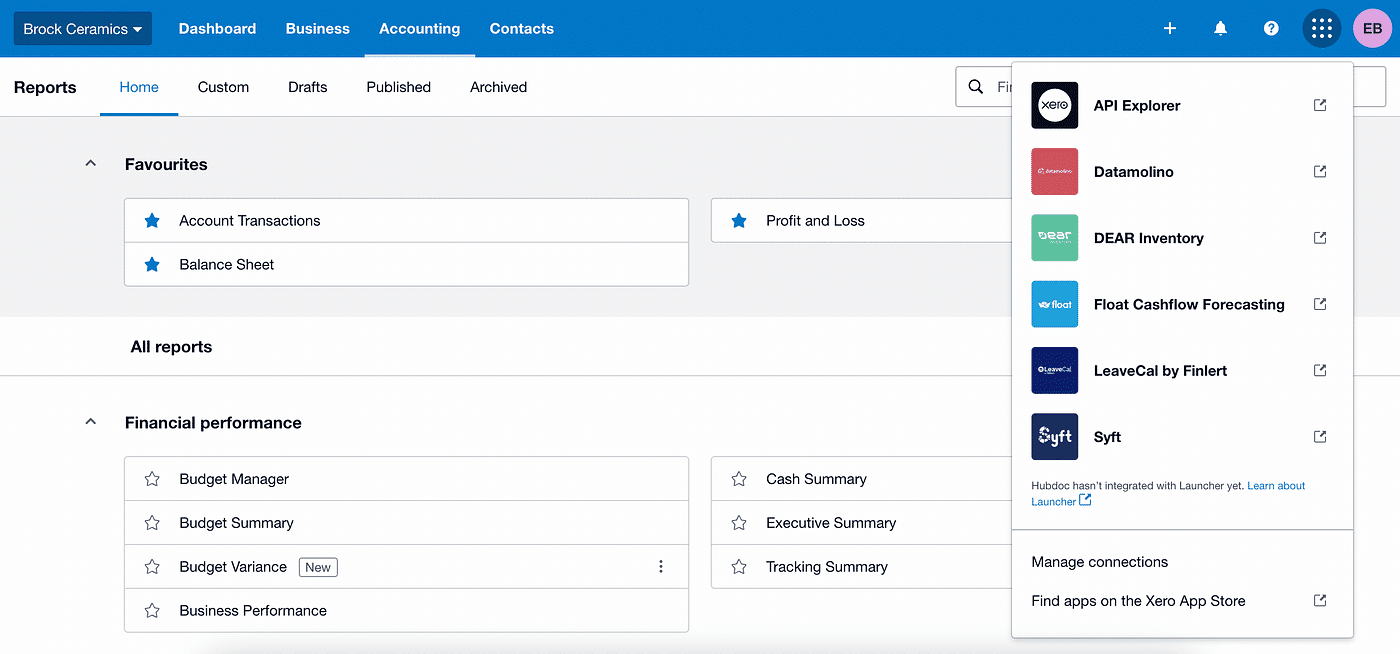 using xero's API to export data 