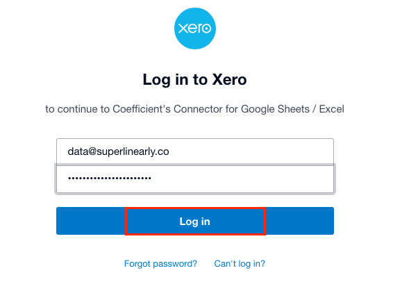  Entering Xero demo credentials