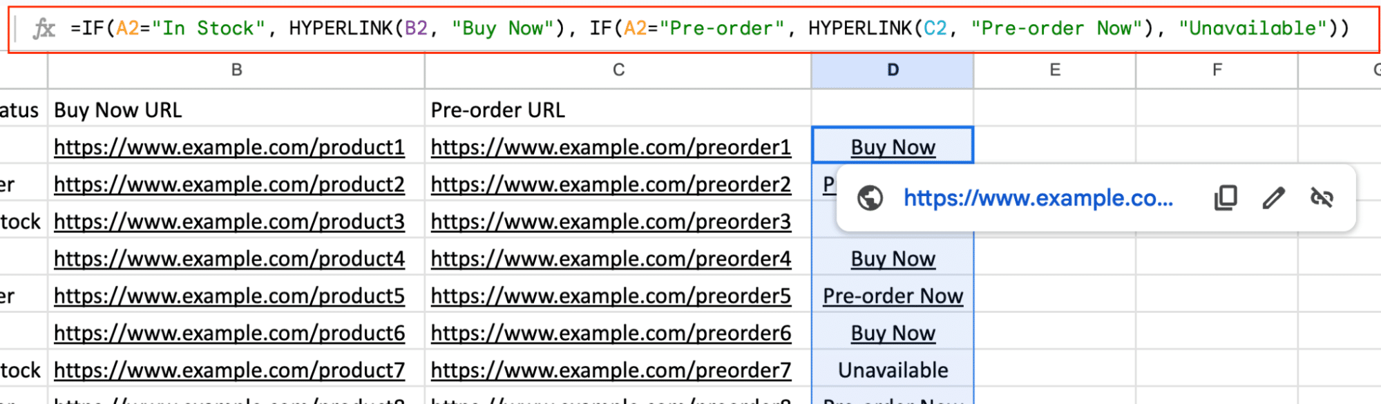 Combining static text with cell references in a hyperlink.