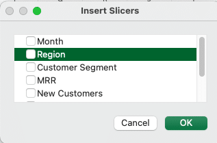 Screenshot of an Excel dashboard with slicers in action, dynamically filtering data and updating charts.