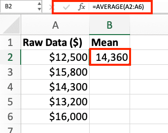 Displaying the formula for population standard deviation in Excel using STDEV.P.