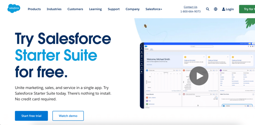 Salesforce homepage displaying CRM integration with NetSuite.