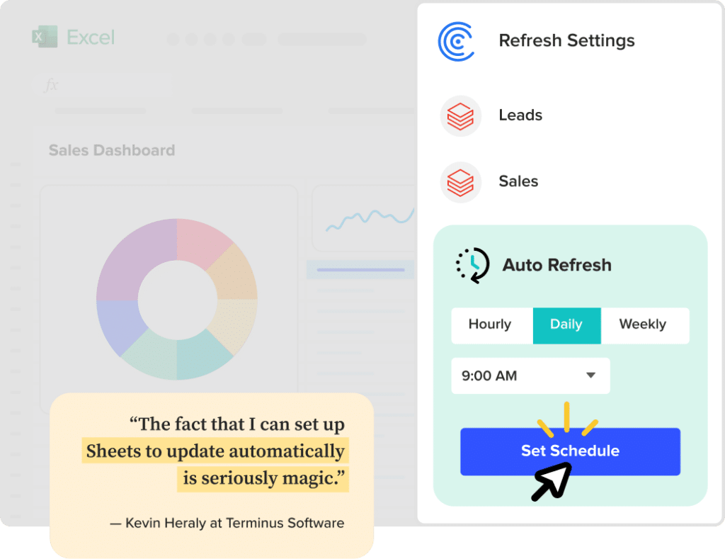 set databricks import into excel on a refresh schedule