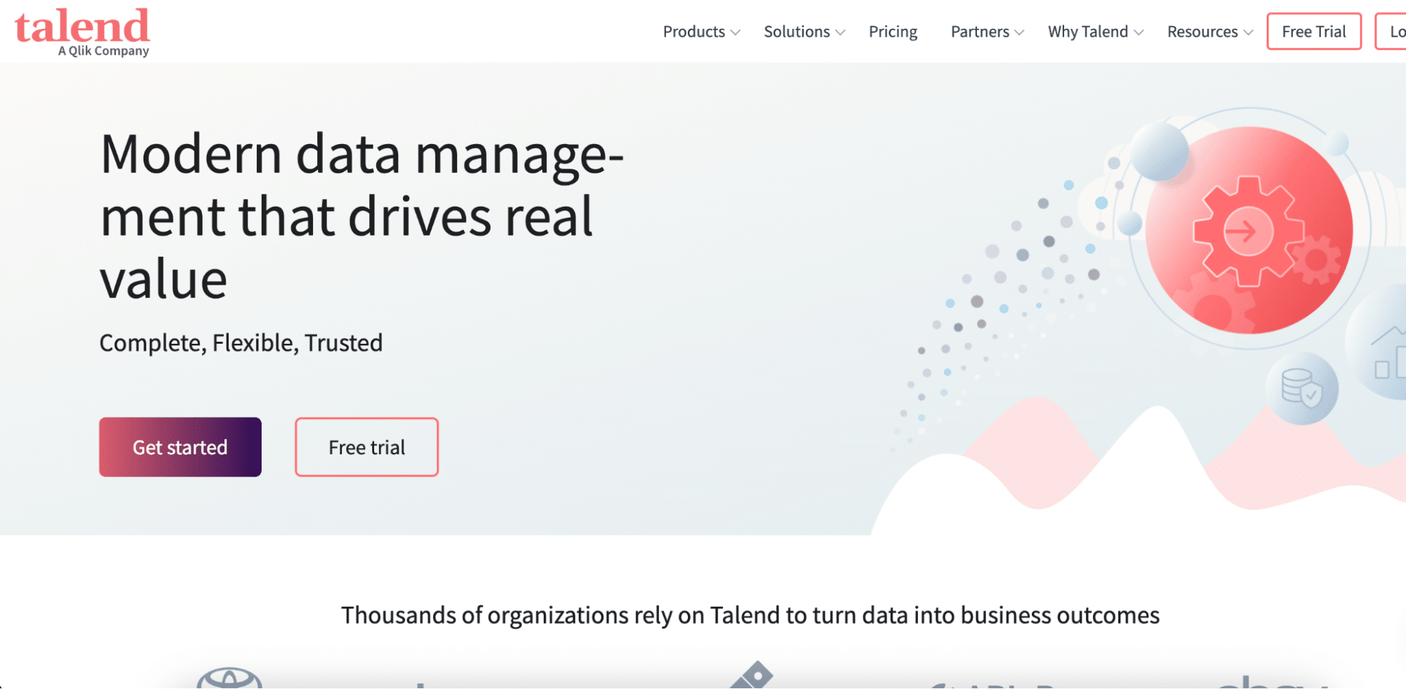 Talend Open Studio homepage with graphical ETL workflow interface for PostgreSQL.