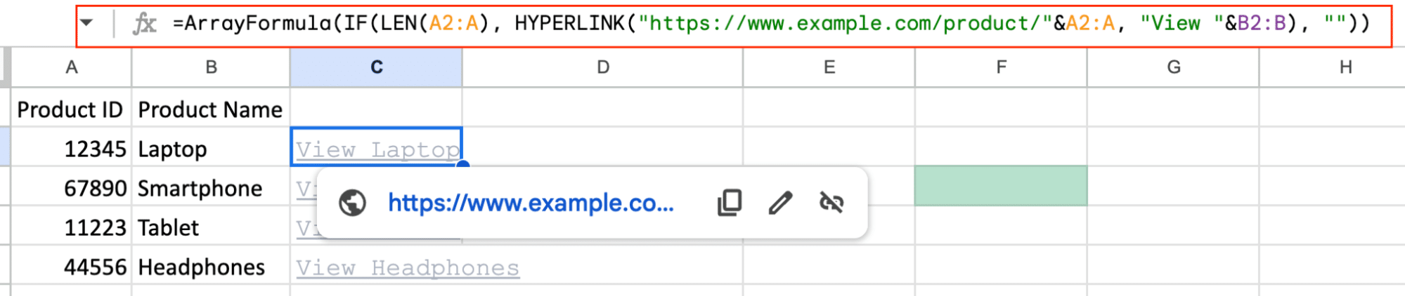 Creating a dynamic hyperlink using VLOOKUP in Google Sheets.