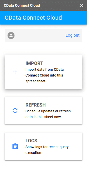 A screenshot of the + Import button and cdata.