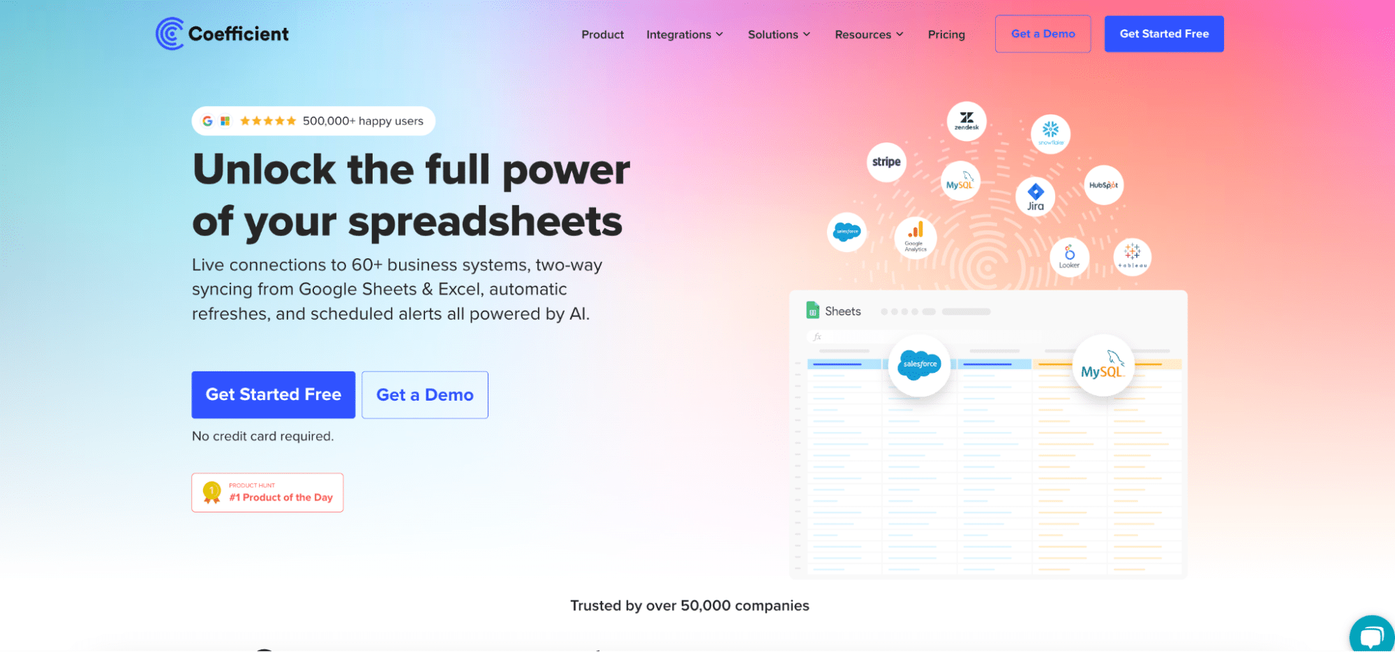 A screenshot of Coefficient's homepage.