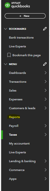 Selecting Reports from the drop-down menu.