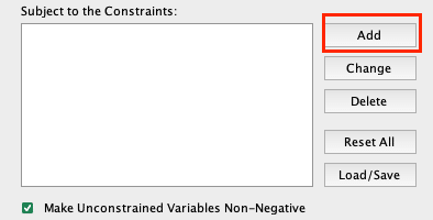 Selecting add from the subject to the constraints.