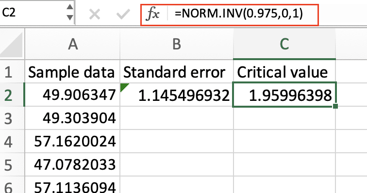 Finding the critical value.