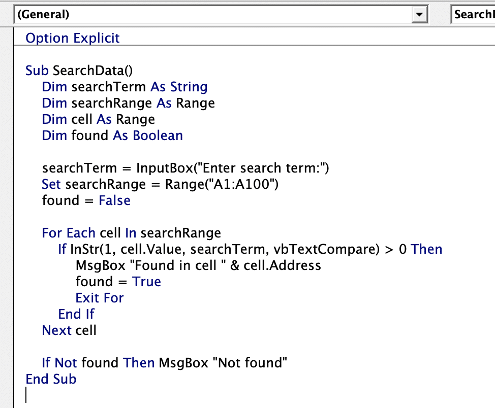 Creating a simple search macro?