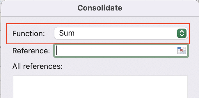 Selecting 'Sum' from the menu.